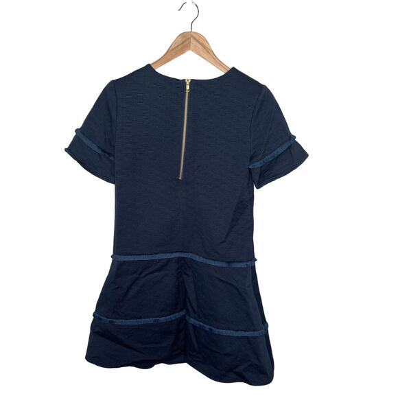 Marie Oliver Jillian Navy Blue Textured Fringe Detail Short Sleeve Dress XXS - Picture 3 of 16